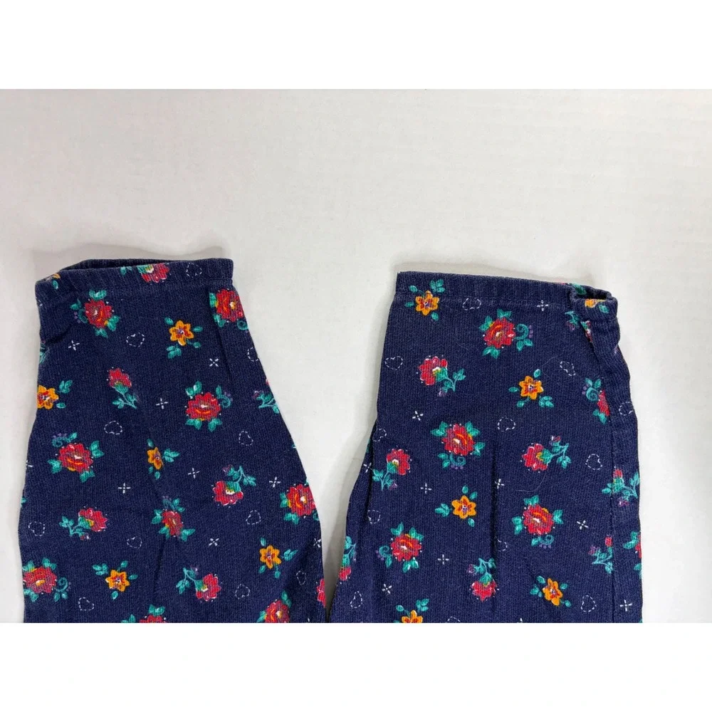 Vintage OshKosh Bgosh Girls Navy Floral Corduroy Overalls Vestbak Made in USA 3T